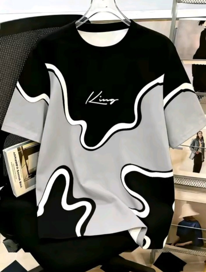 Contrast Wave Graphic T-Shirt