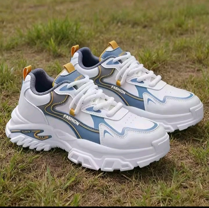 Premium White & Blue Fashion Sneakers