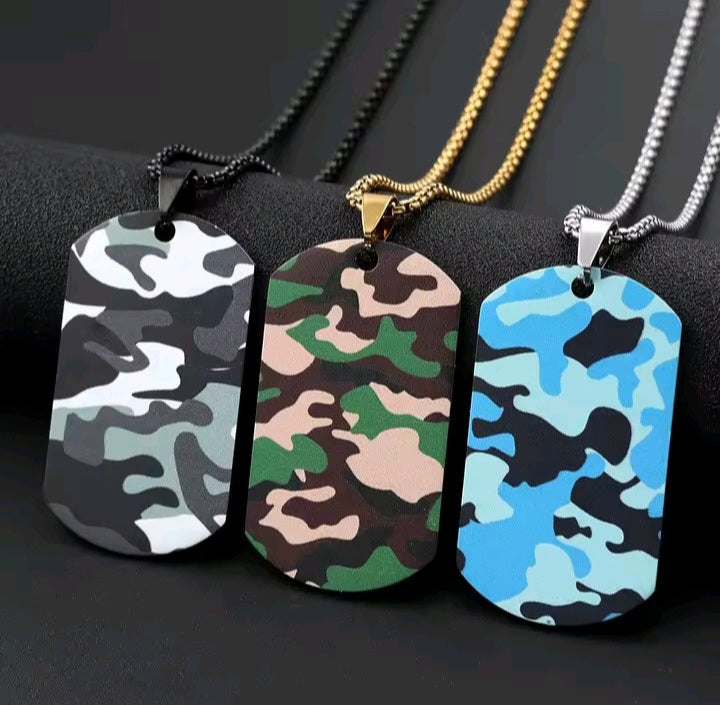 Camouflage Military Dog Tag Necklace – Men’s Fashion