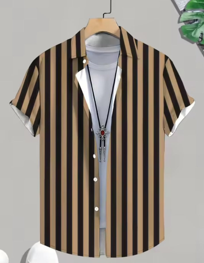 Men’s Black & White Printed Shirt Set