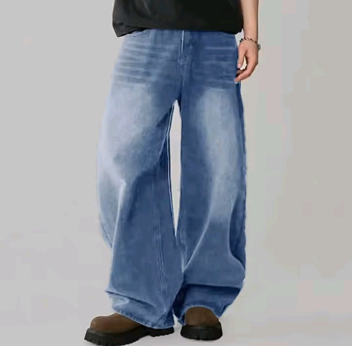 Oversized Wide-Leg Blue Jeans