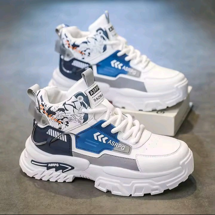 Stylish Brown & Navy High-Top Sneakers
