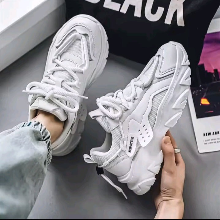White & Green Chunky Sneakers