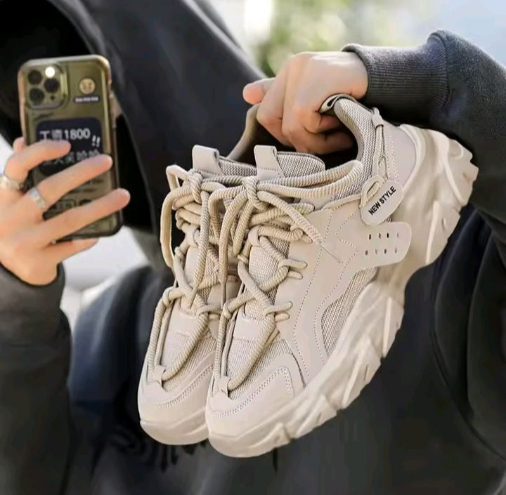 White & Green Chunky Sneakers