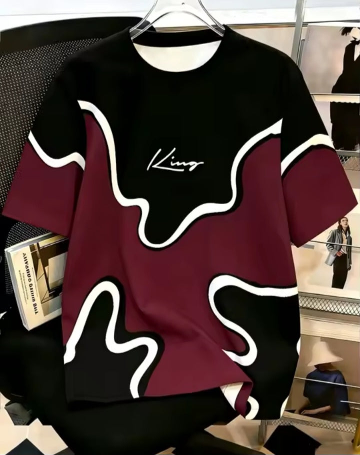 Contrast Wave Graphic T-Shirt
