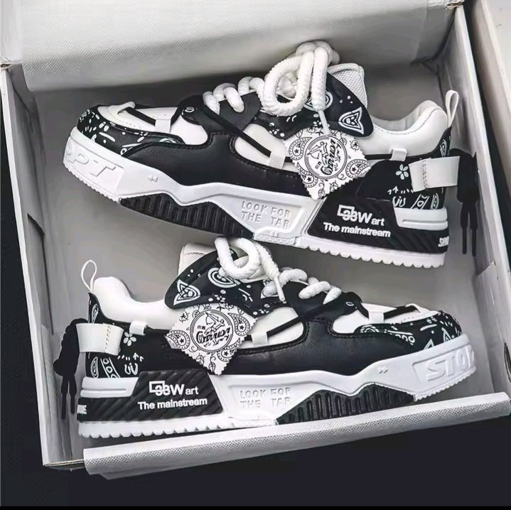 White & Navy Casual Sneakers