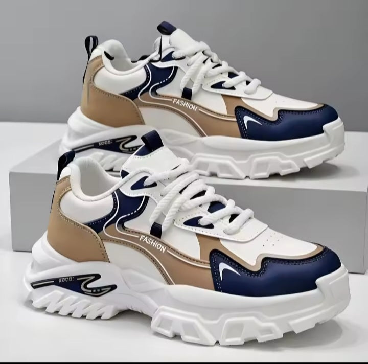 Premium White & Blue Fashion Sneakers