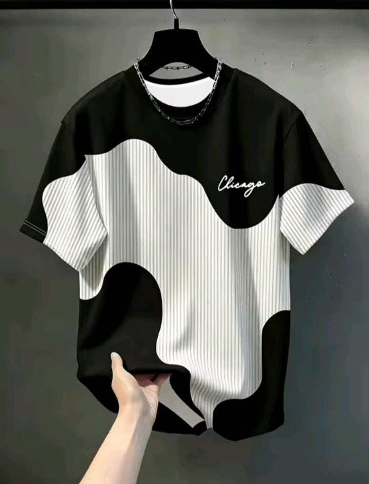 Contrast Wave Graphic T-Shirt