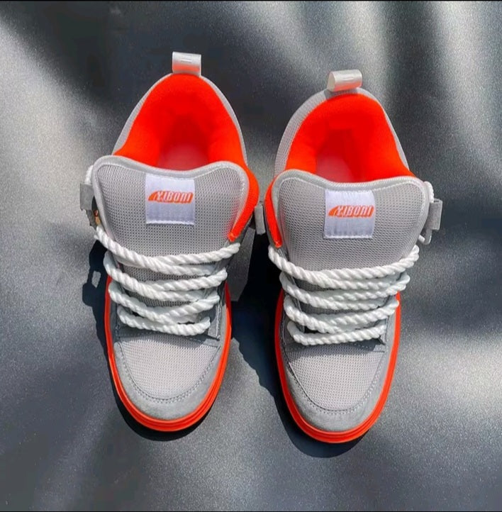 Grey & Orange Sneakers