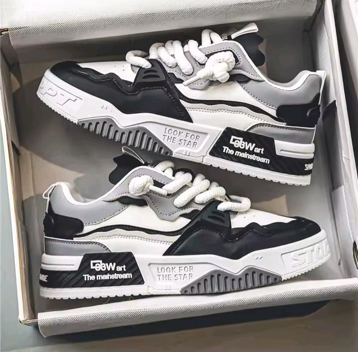White & Navy Casual Sneakers
