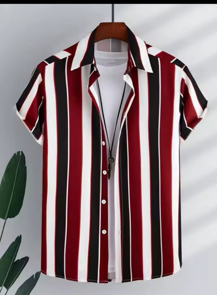 Men’s Black & White Printed Shirt Set