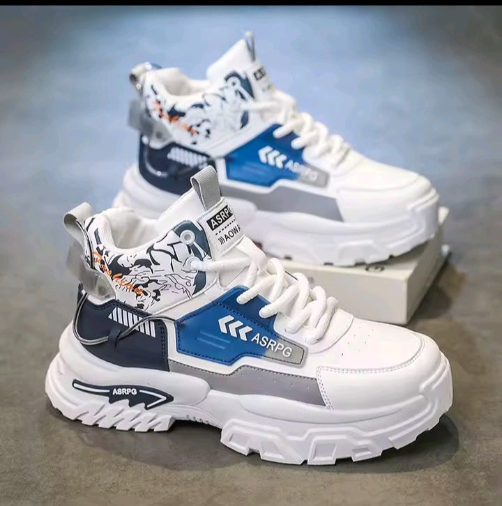 Stylish Brown & Navy High-Top Sneakers