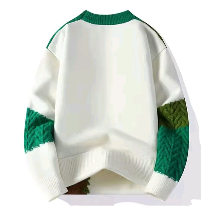 Green & White Knitted Sweater
