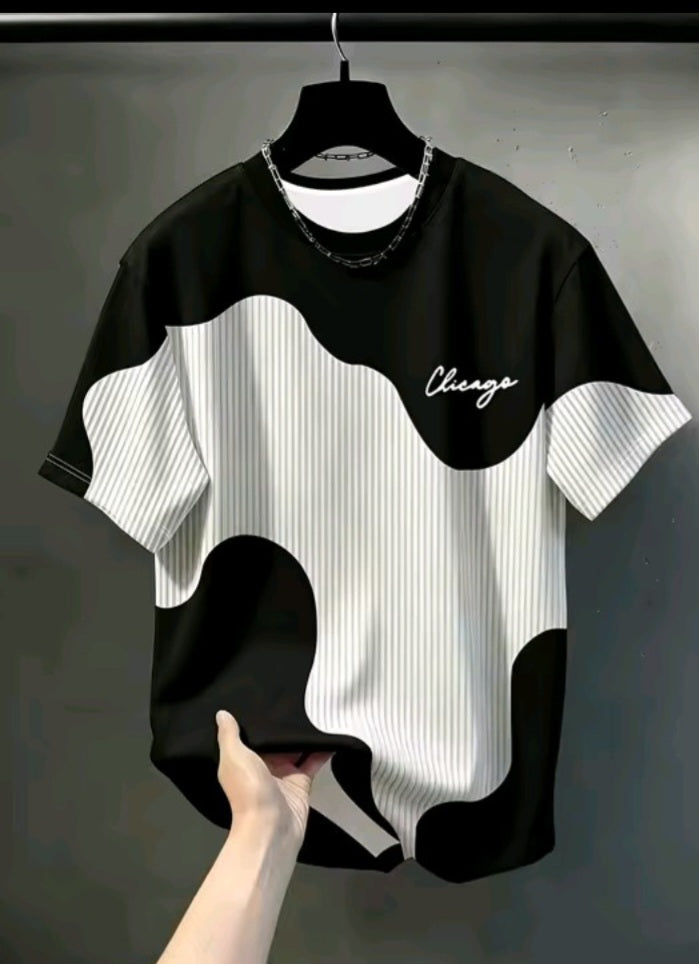 Contrast Wave Graphic T-Shirt