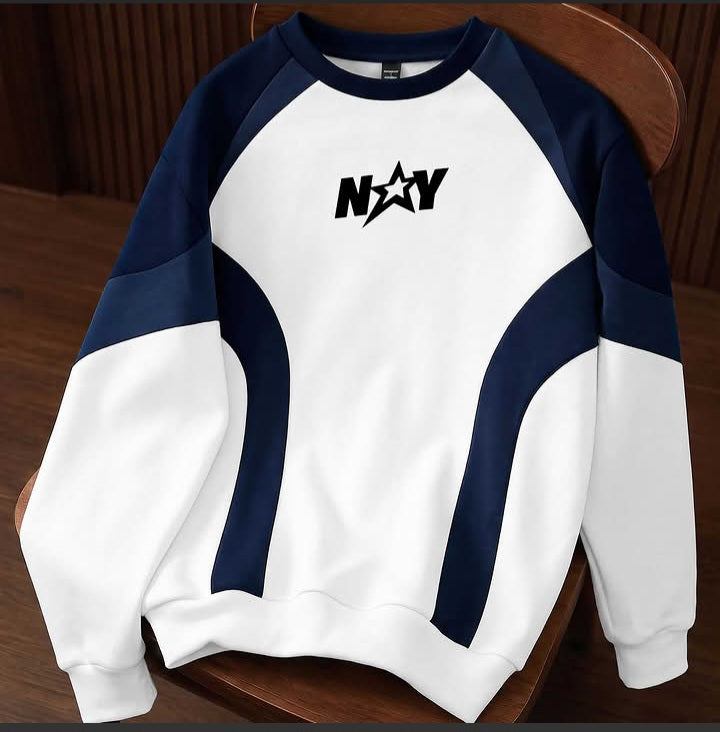 Navy & White Raglan Sweatshirt