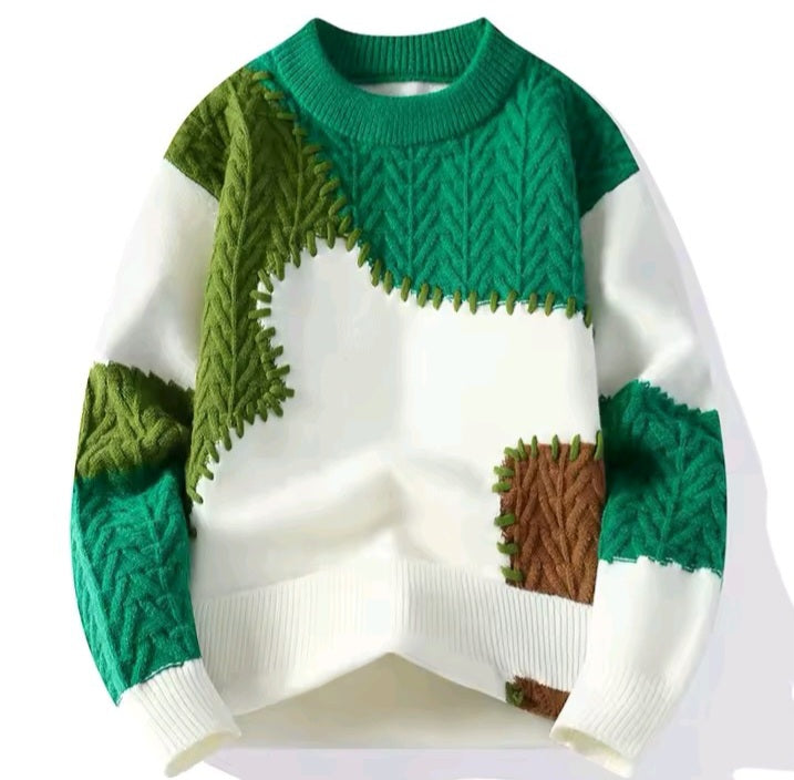Green & White Knitted Sweater