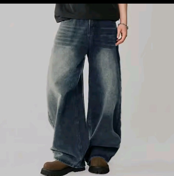 Oversized Wide-Leg Blue Jeans