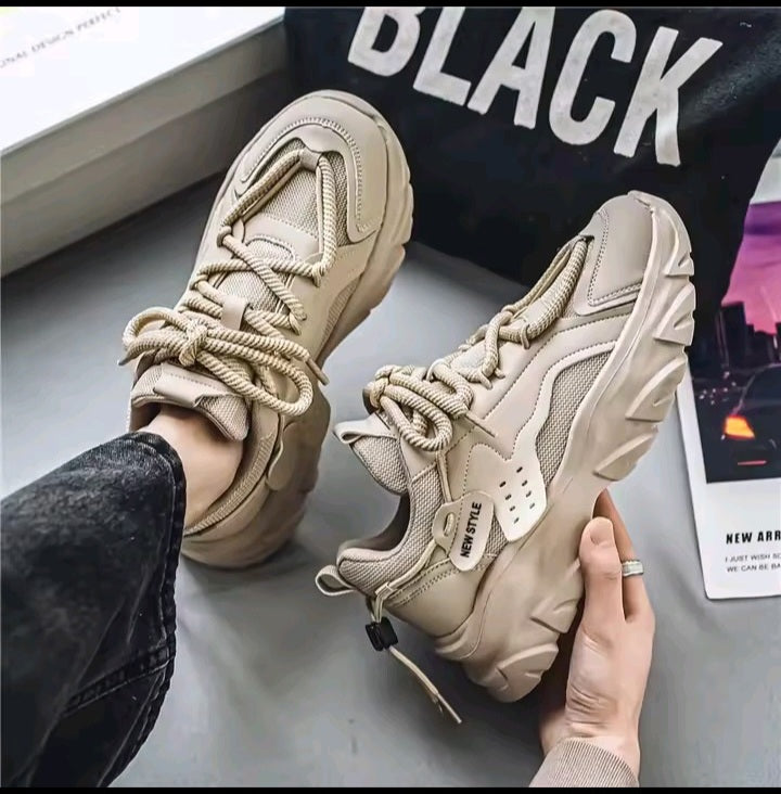 White & Green Chunky Sneakers