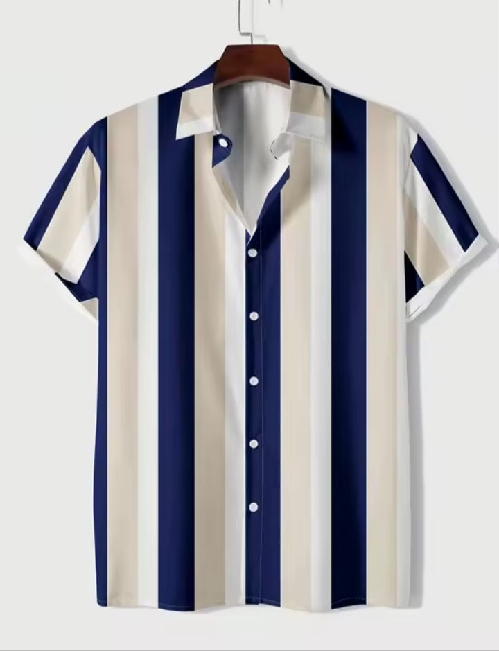 Men’s Black & White Printed Shirt Set