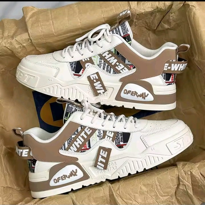 White & Navy Casual Sneakers