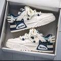 White & Navy Casual Sneakers