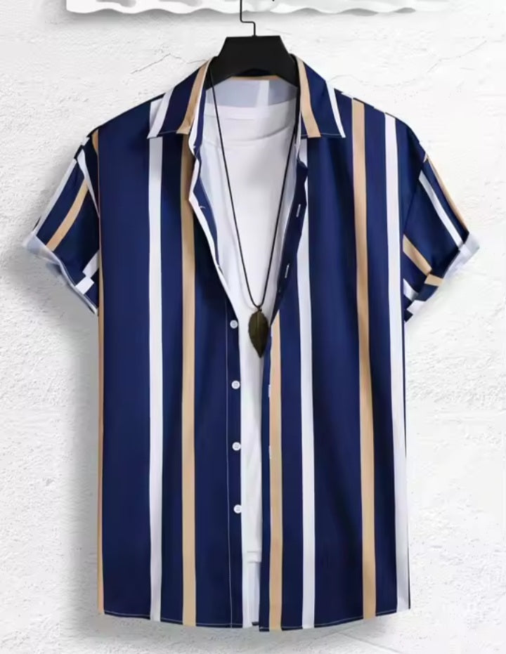 Men’s Black & White Printed Shirt Set